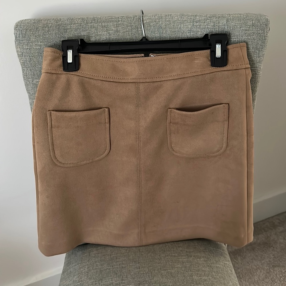 LOFT camel faux suede skirt